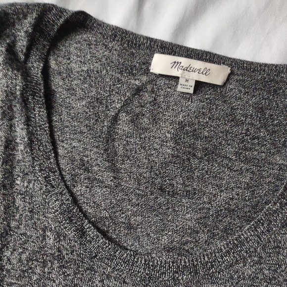 Madewell Southstar Merino Wool Heathered Black Sweater Sz Medium - Picture 5 of 6